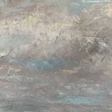 HST painting "Snow at Clairvaux les lacs" (Jura) signed + frame