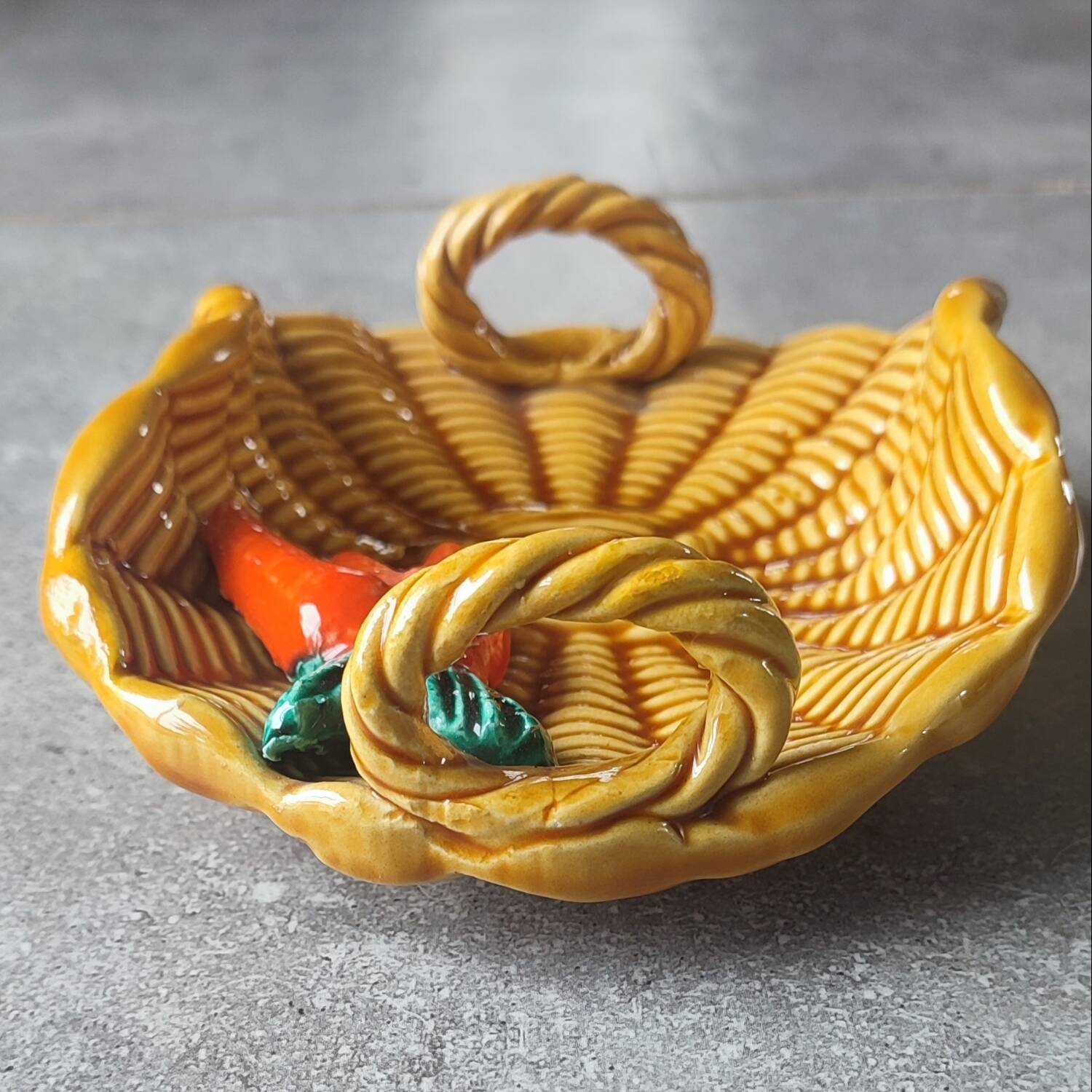 "Carrot Basket" slipware dish, Vallauris
