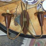 Scandinavian style sconces in gold metal and Wenge wood circa 1960