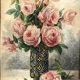 Watercolor "Bouquet of roses", framed and signed