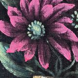 Vintage original velvet flower oil painting, red flower still life art