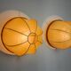 PAIR OF XL "COCOON" WALL LIGHTS, RESIN AND PINE, ITALY, 1970