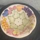 Fruit drainer salad bowl in glazed ceramic slip stamped vintage FG