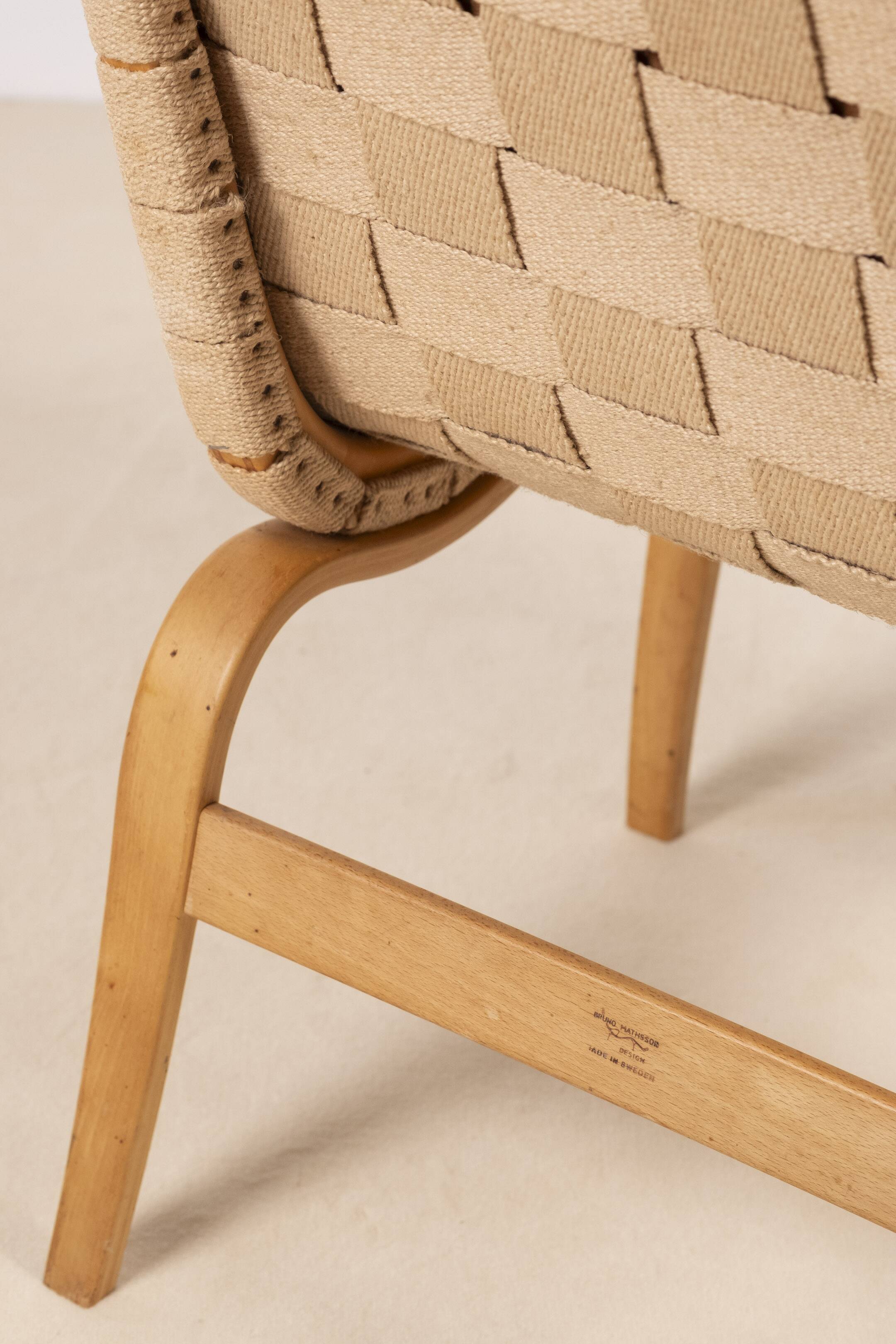 1 fauteuil lounge « Eva » de Bruno Mathsson, Suède des années 1960