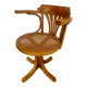 Old “American” office armchair in blond oak wood, curved cannage design, 60s vintage
