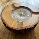 Ashtray candle holder in olive wood, old, vintage