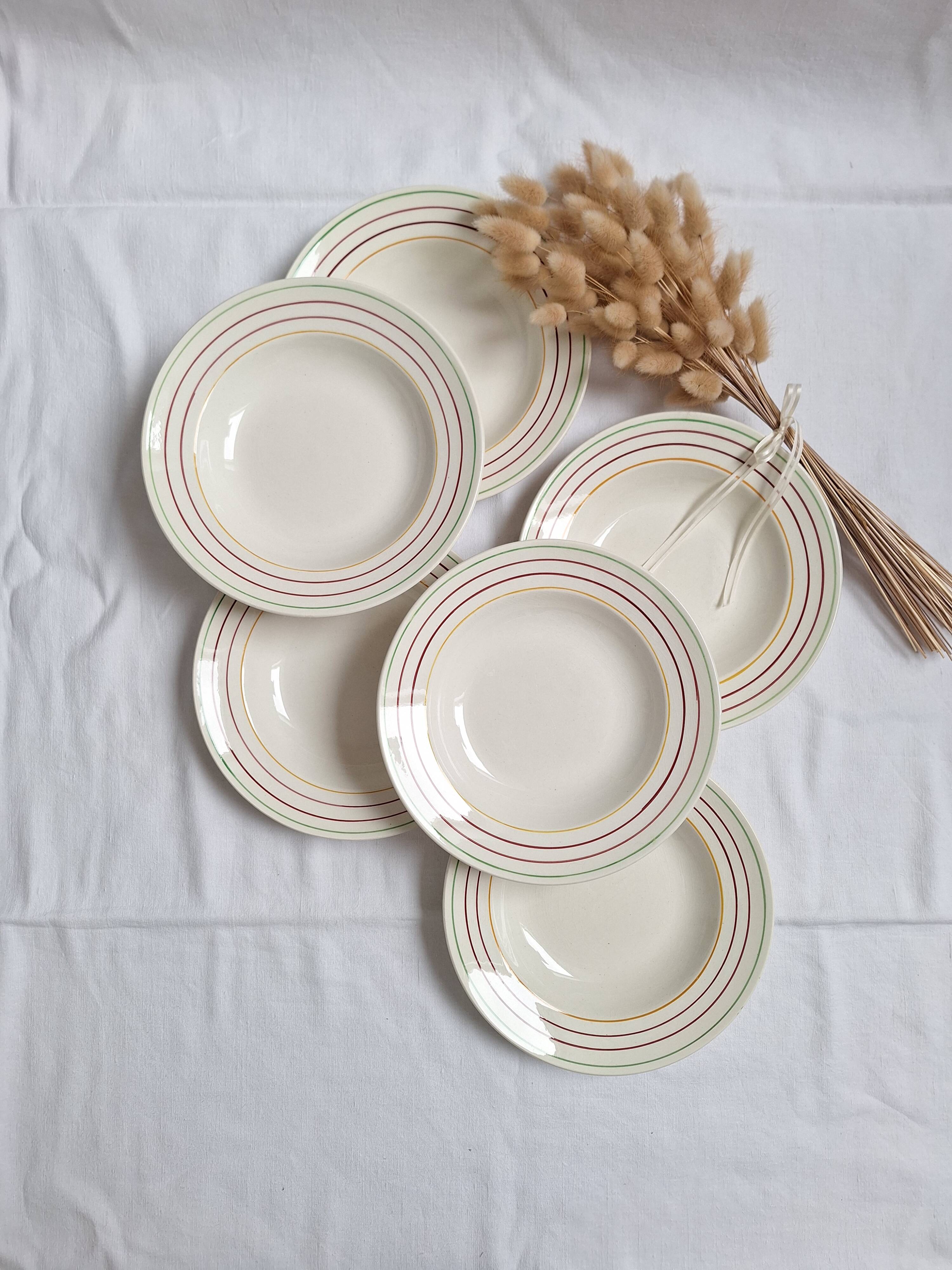 6 Assiettes creuses Gien modèle Jean vintage