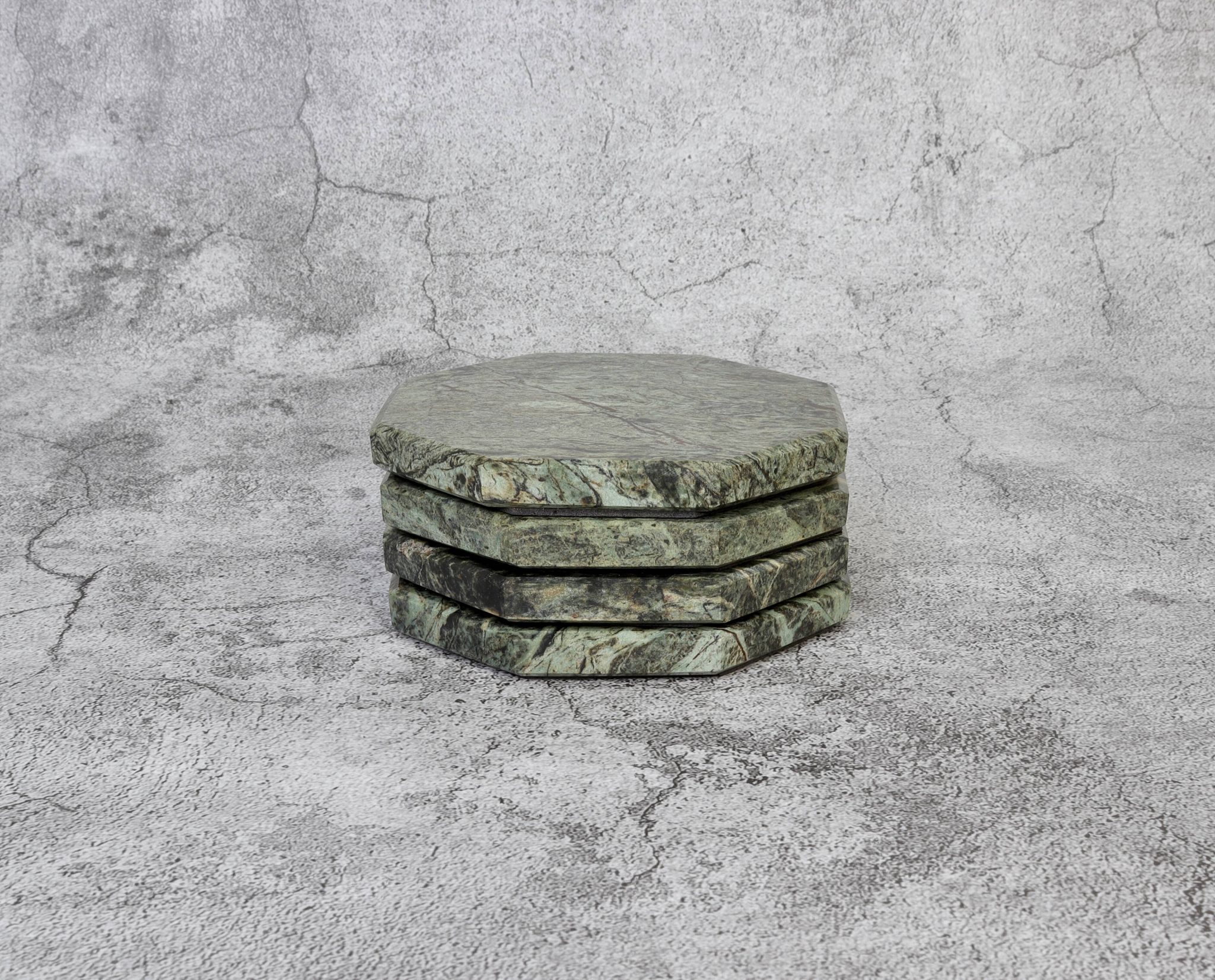 Lot de 4 sous-verres octogonaux épais en marbre vert indien Angelo