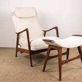 Large Scandinavian Teak Armchair with Ottomans by Folke Ohlsson for Westnofa 1960.