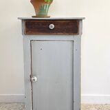 Antique Bedside Table in Weathered Grey Wood