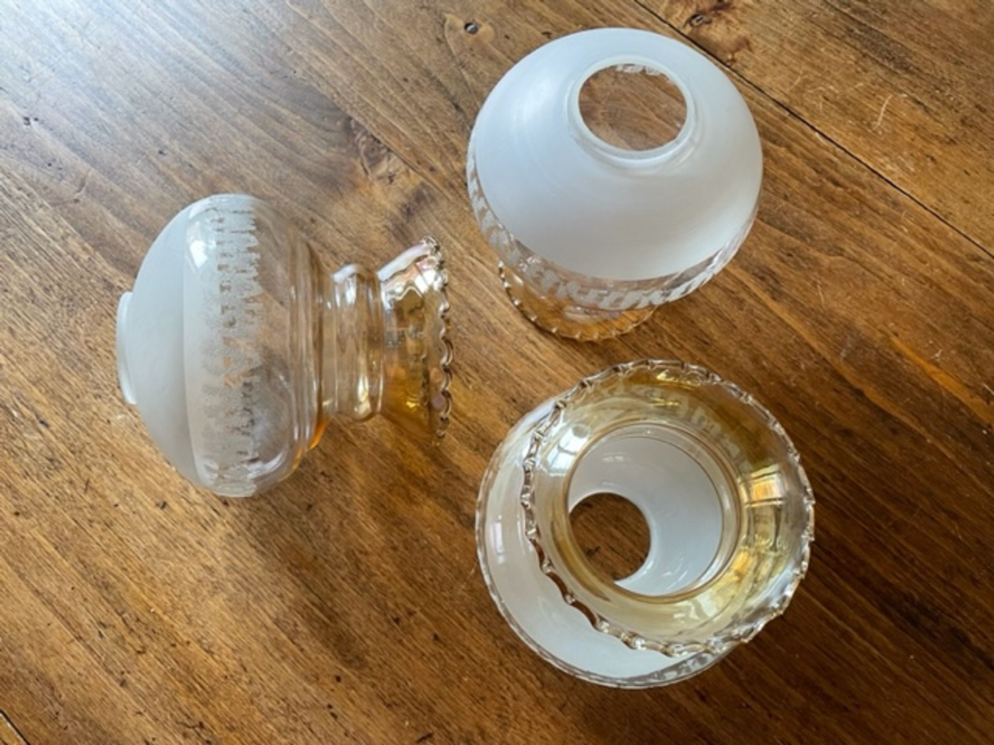 3 glass chandelier shades, antique, vintage
