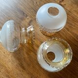 3 globes de lustre abats jours en verre, anciens, vintage