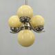 Art Deco Chrome and Opaline Glass Chandelier, 1930s