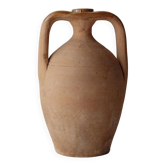 Vase amphore vintage en terre cuite des années 1930, cruche italienne artisanale à deux anses, décoration linéaire fine, décoration rustique, idée cadeau