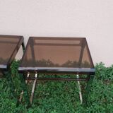 X2 Vintage 1970s smoked acrylic plexiglass side tables
