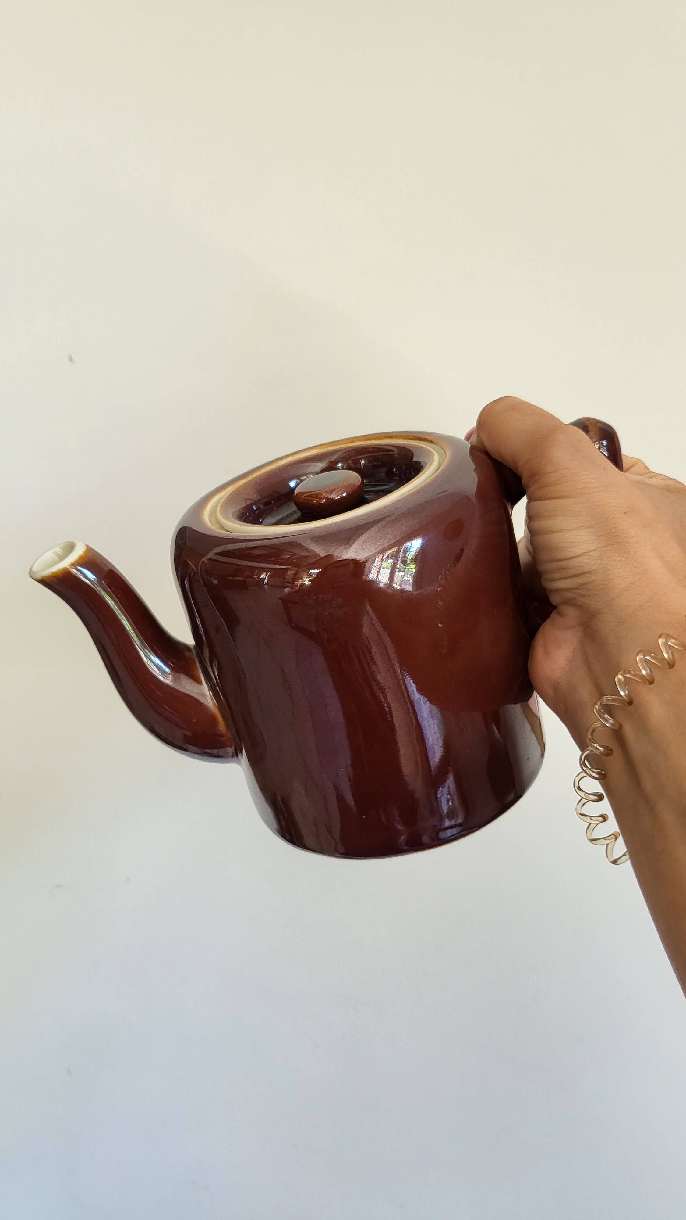 Vintage brown ceramic teapot