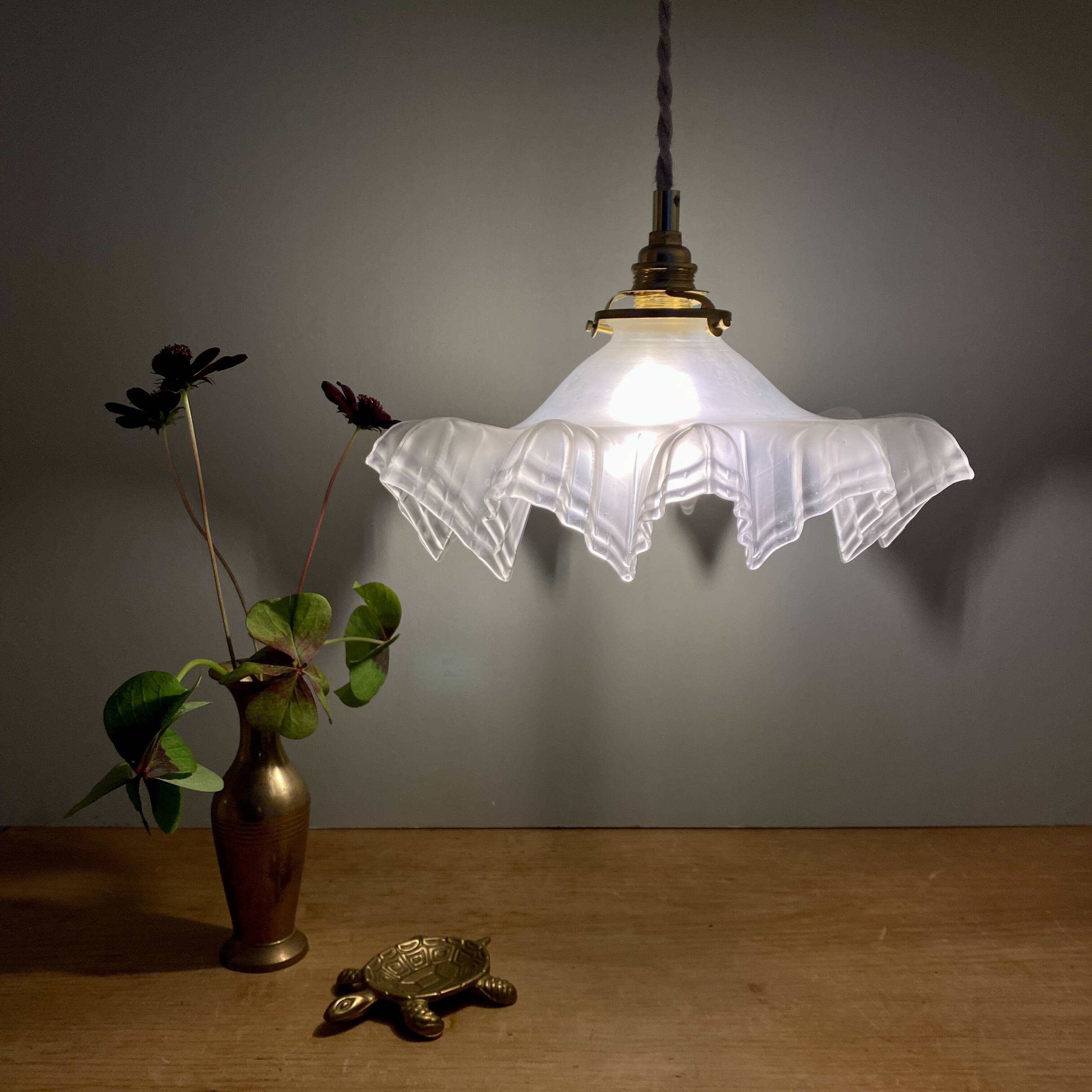 Vintage frosted glass lampshade pendant light