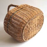 Blue stripe wicker basket