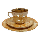 Chodzież "Trio" breakfast set – marbled gold design, PRL era (1970s).
