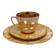 Ensemble de petit-déjeuner "Trio" de Chodzież – design marbré doré, époque PRL (années 1970).