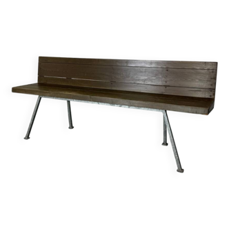 Wood and Steel Modernist Bench by Dom Hans van der Laan, 1965