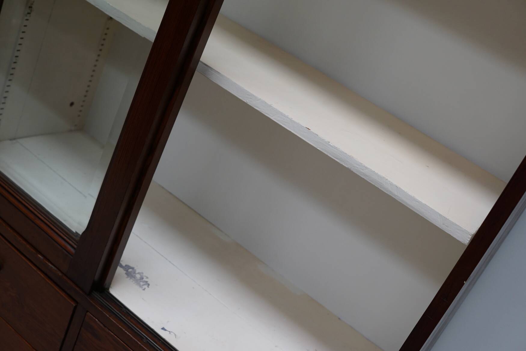 Large Antique Belgian Pitch Pine Apothecary Shop Cabinet / Vitrine, ca 1900