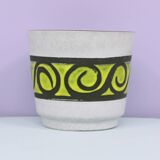 pot de fleur vintage blanc et jaune fluo