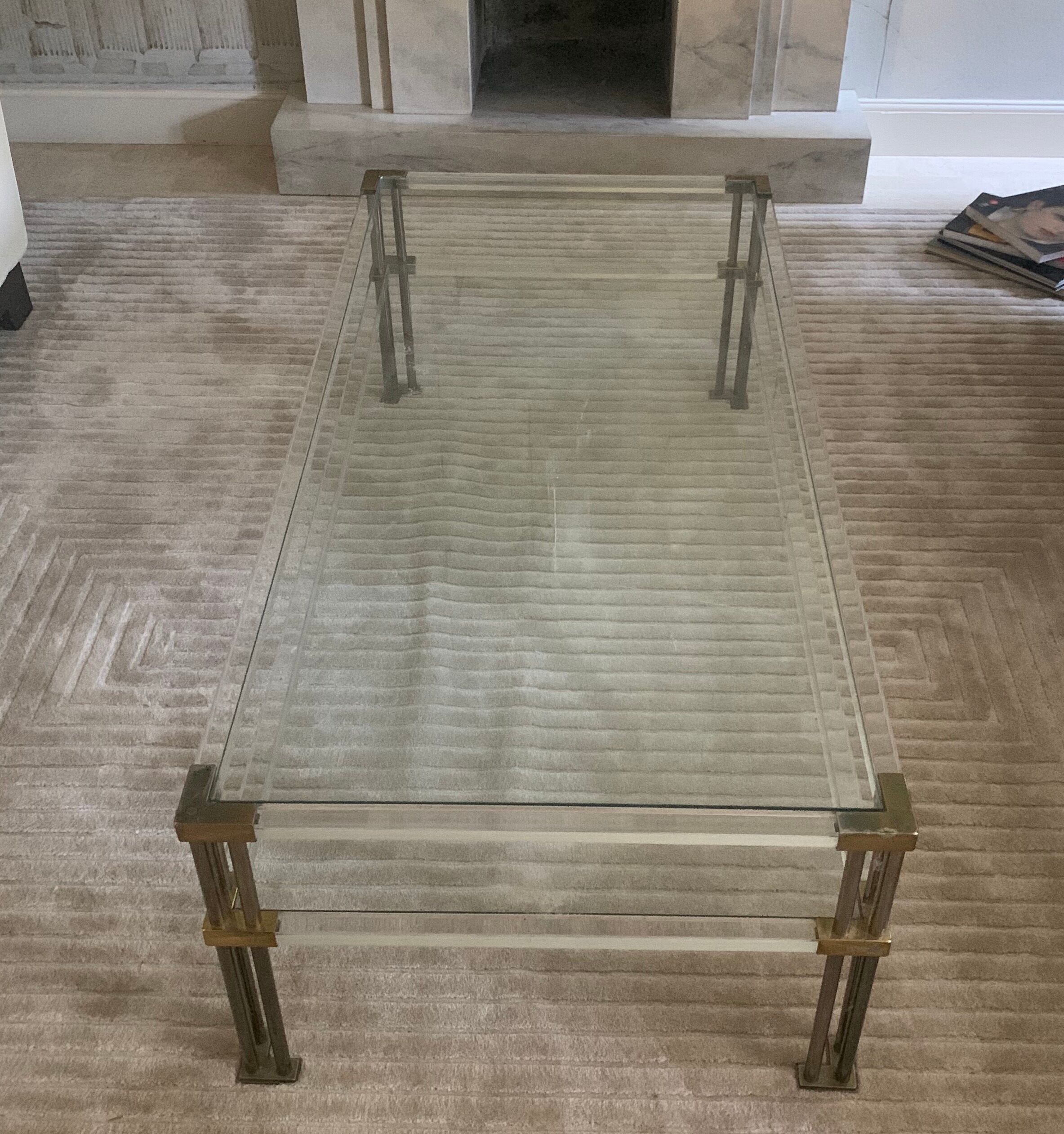 Brass and glass coffee table