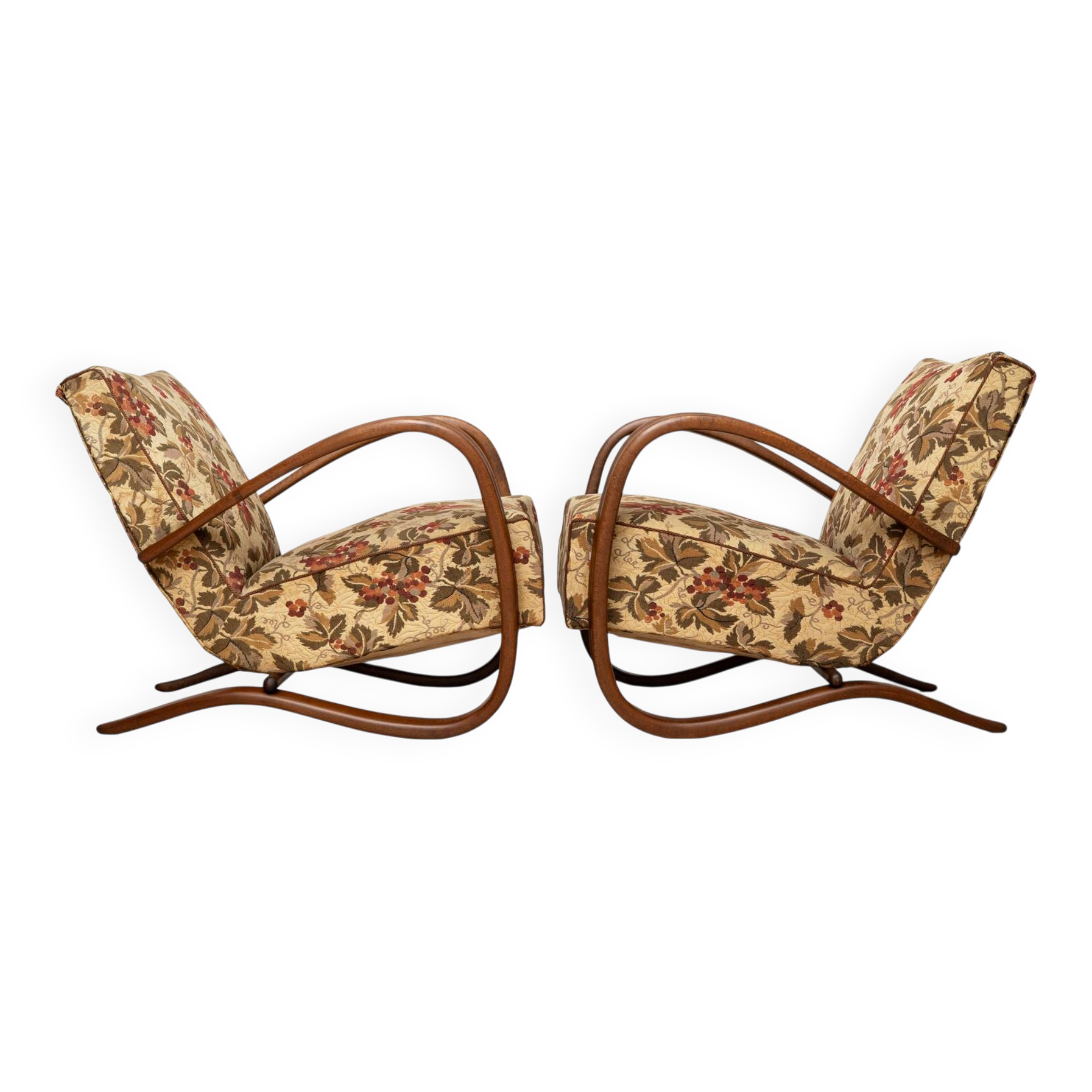 Pair of Art Deco H269 Lounge Chairs by Jindřich Halabala, Czechoslovakia