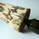Rockabilly glass footed table lamp with a fabric lampshade, comes direct from the 1950s
