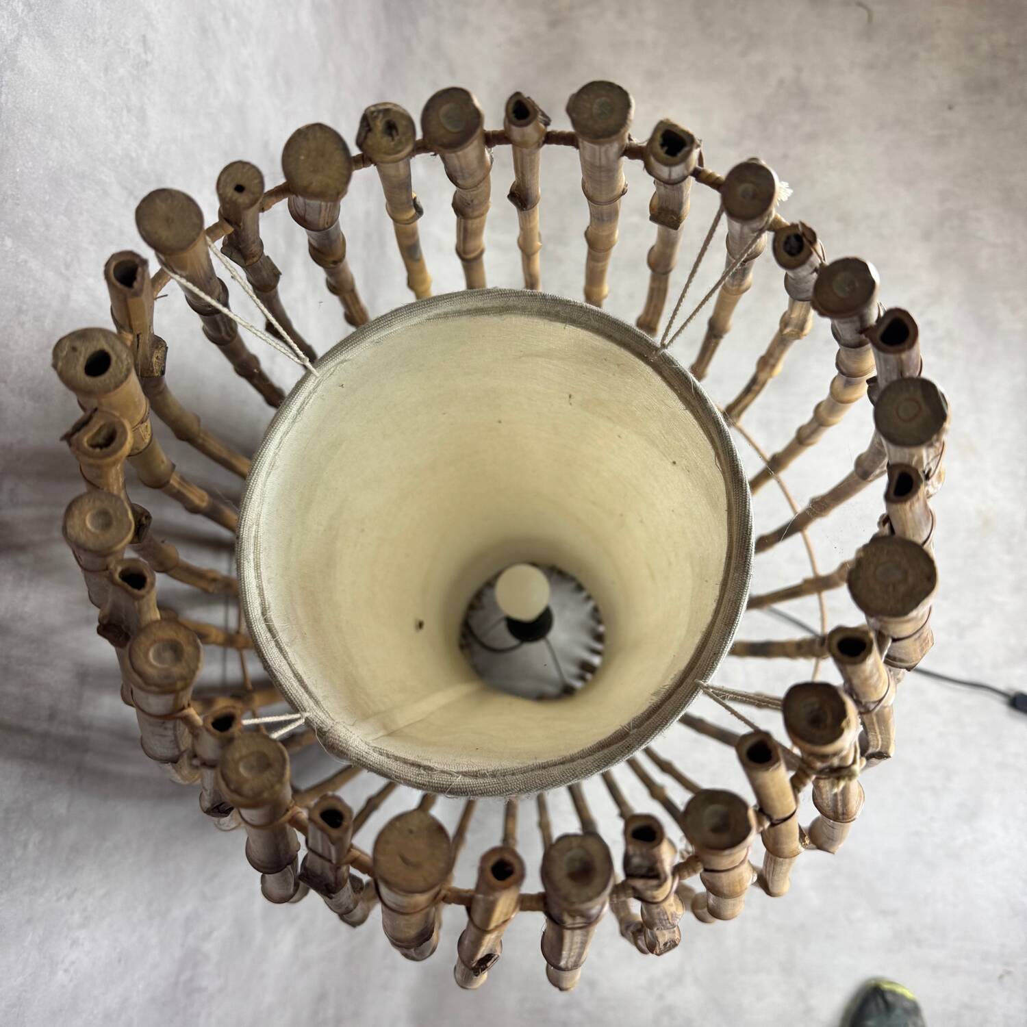 Living room lamp and rattan Italy 70s