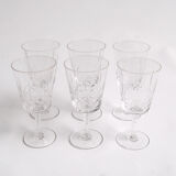 Set of 6 wine glasses - Burgundy - by Zéphir Busine for the Verreries de Boussu 1960s