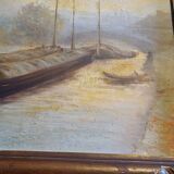Oil on Canvas 19th Yvonac Annurey R "Barge"