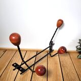 Vintage wall coat rack 4 wooden hooks