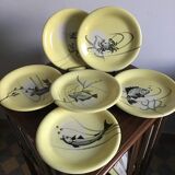 6 assiettes à décor de poisson