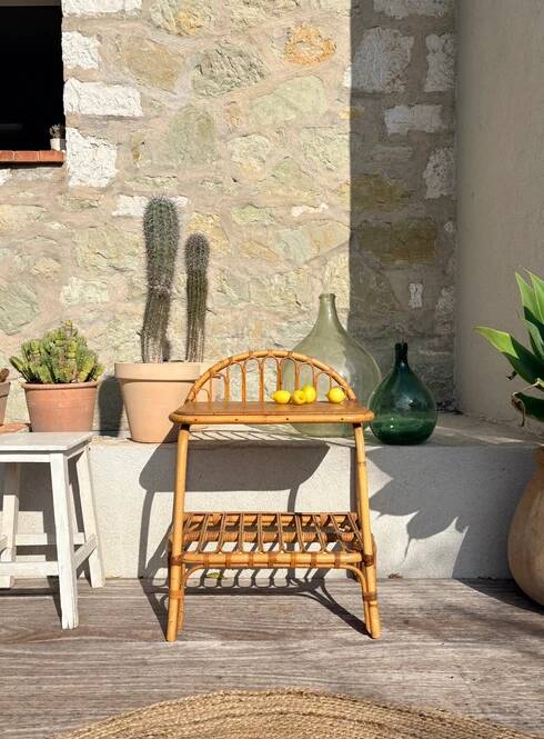 Rattan bedside table "Fidèle"