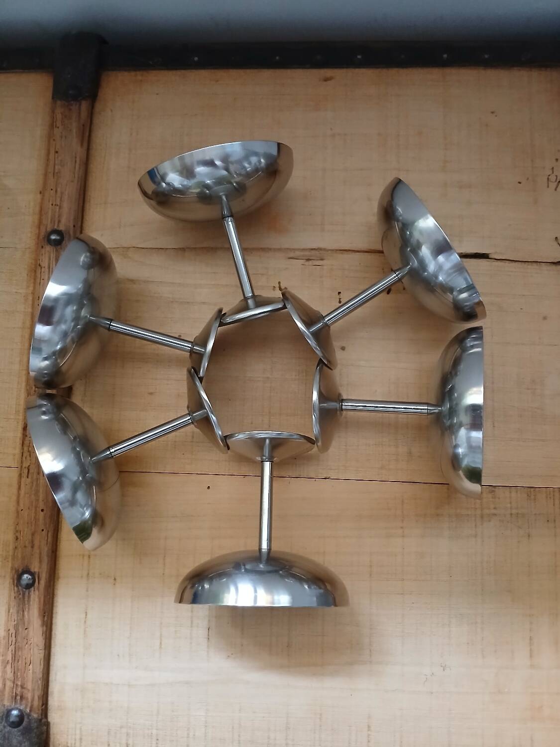 6 antique solid stainless steel ice cream cups