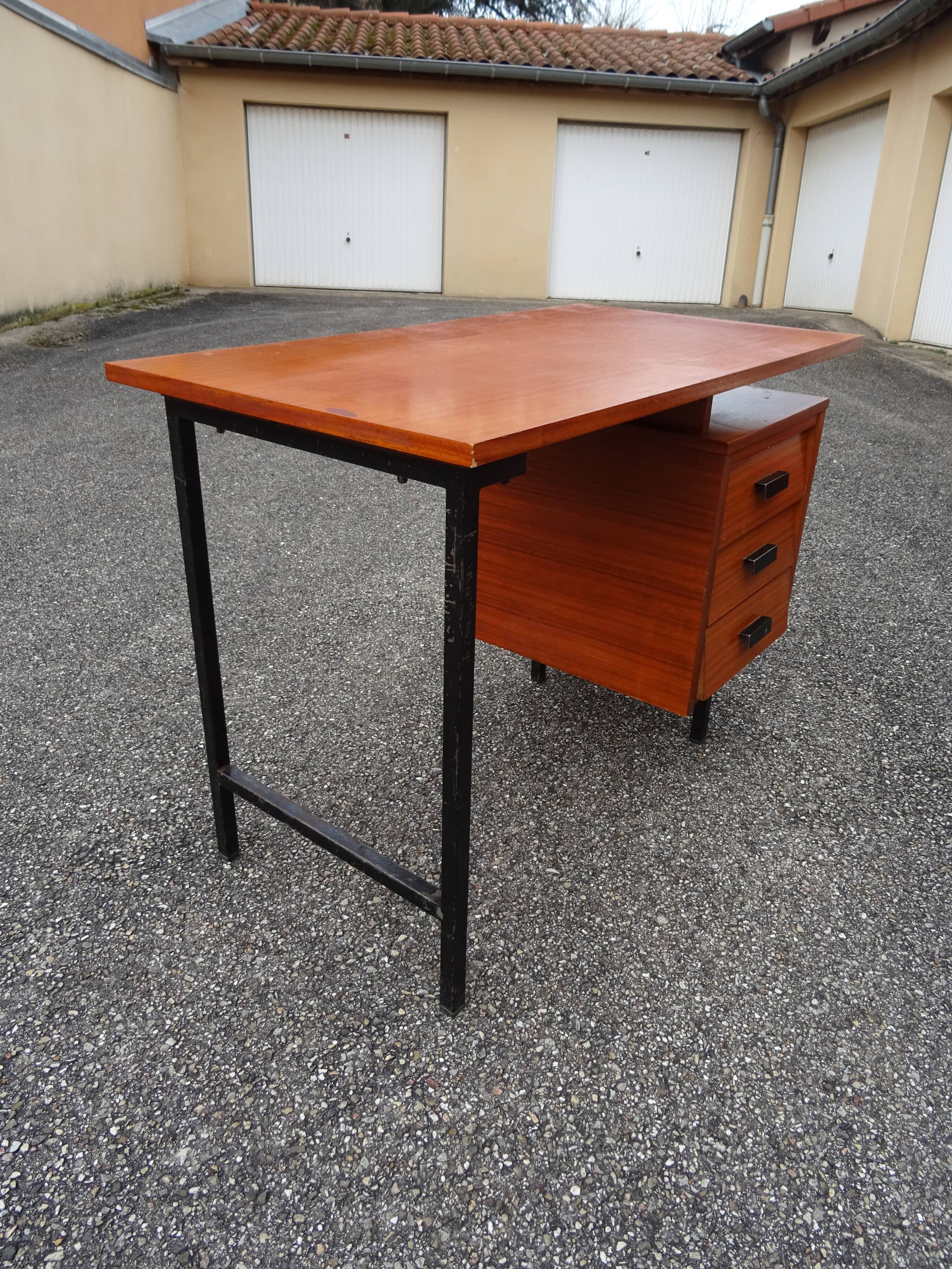 Vintage wood metal desk from the 60s