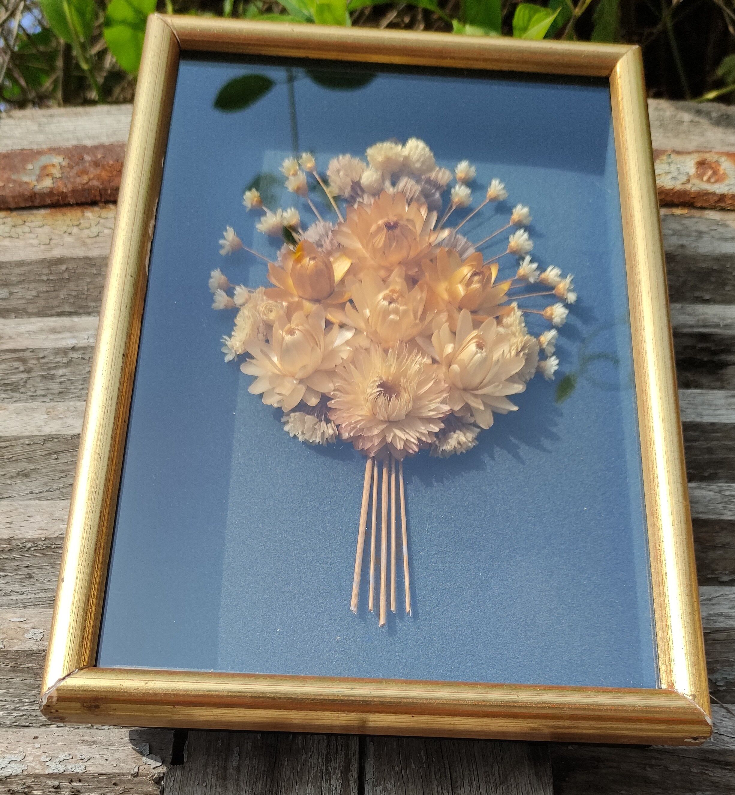 Showcase frame bouquet of dried flowers