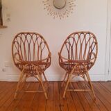 Pair of vintage rattan armchairs