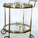 Mid-Century Modern Brass and Glass Bar Cart 1970s.