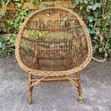 Vintage rattan and wicker armchair