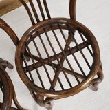 Set of 4 turned wicker chairs, vintage.