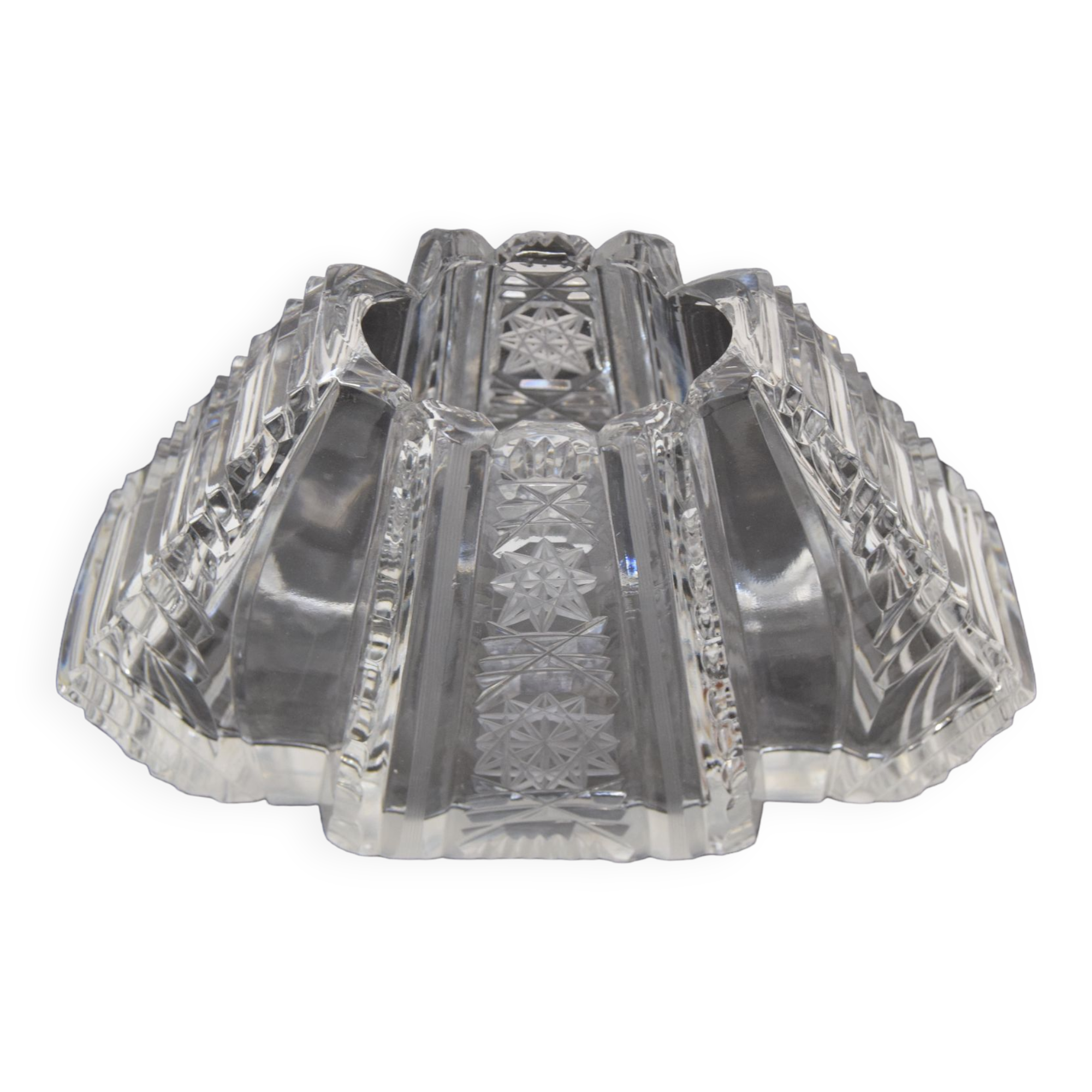 Vintage Cut Crystal Glass Vase, Glasswork Novy Bor, 1950's.