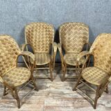 Set of 4 chestnut woven armchairs