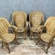 Set of 4 chestnut woven armchairs