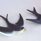 Two ceramic wall swallows