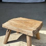 Small side table or stool in four-legged blond teak H:30 L43 l30