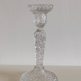 Large molded glass candle holder