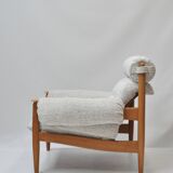 Scandinavian Lounge Armchair by Eric Merthen, 1960s – Reupholstered in Whit